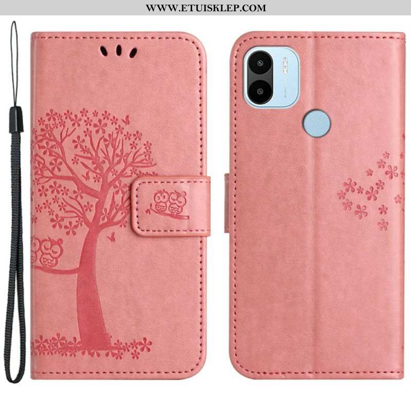 Etui Folio do Xiaomi Redmi A1 z Łańcuch Drzewo Stringów I Sowy
